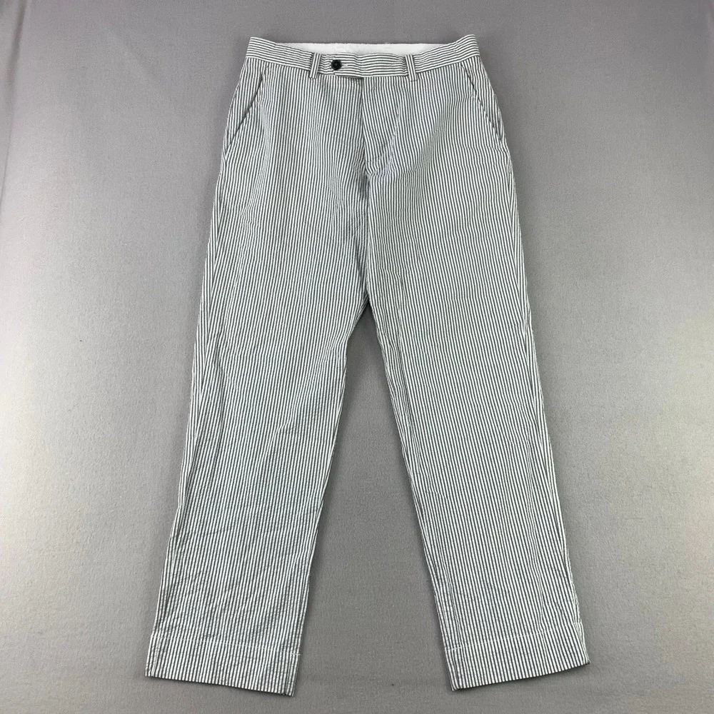 Brooks Brothers Seersucker Trousers Mens 30x30 Blue White Striped Cotton Preppy